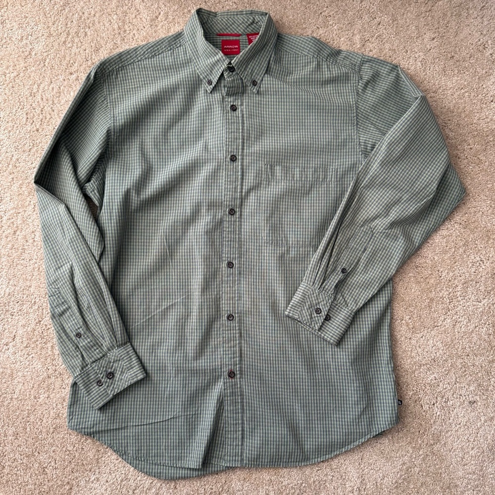 Arrow Men's Casual Green Plaid Shirt